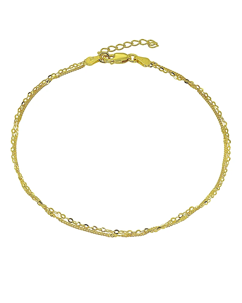 Aqua Double Chain Ankle Bracelet