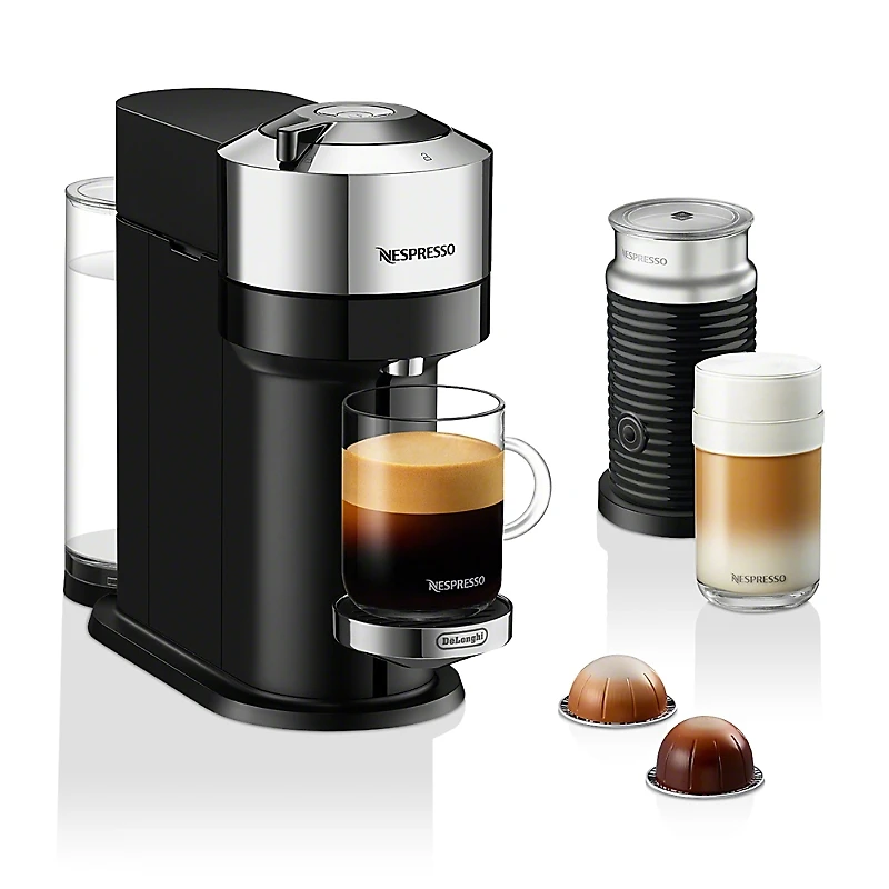 Nespresso Vertuo Next Deluxe by De'Longhi with Aeroccino Milk Frother, Pure Chrome