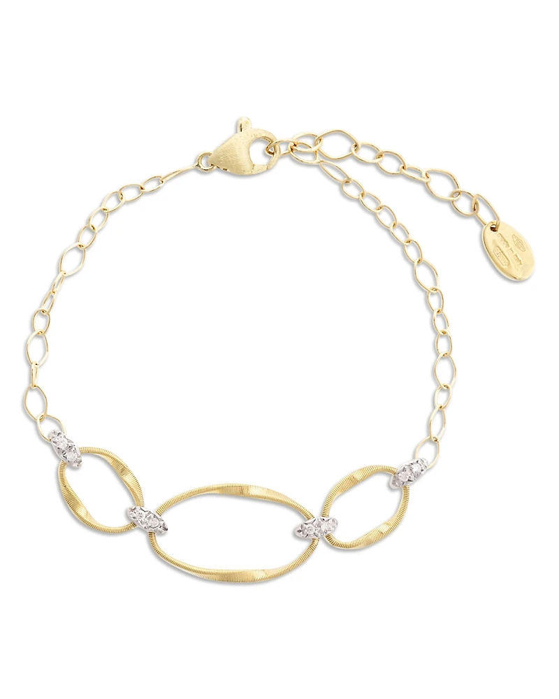 Marco Bicego 18K Yellow Gold Onde Diamond Three Station Bracelet