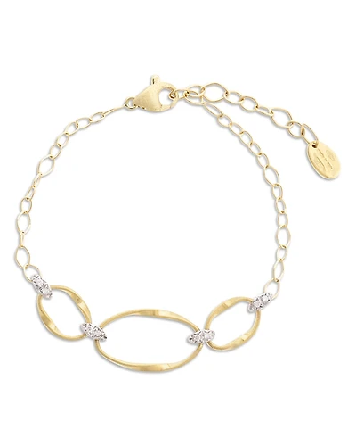 Marco Bicego 18K Yellow Gold Onde Diamond Three Station Bracelet