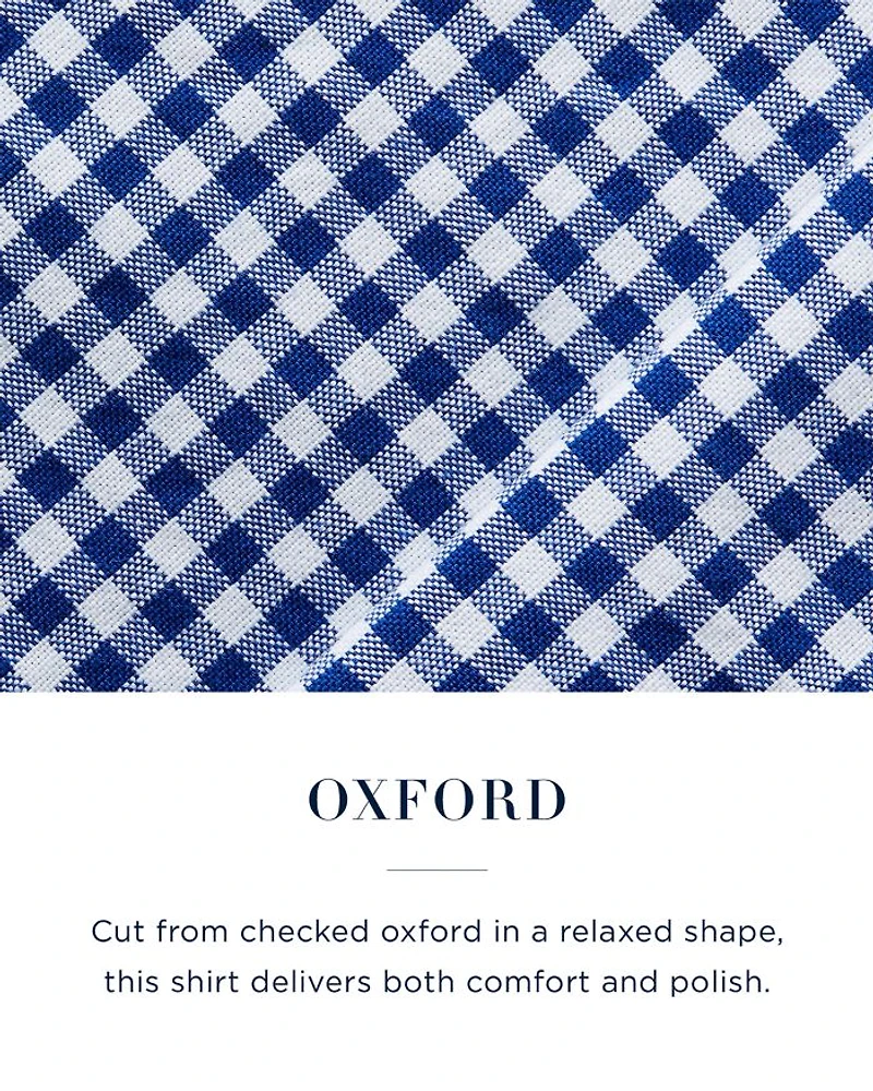 Classic Fit Long Sleeve Gingham Checked Button Down Shirt
