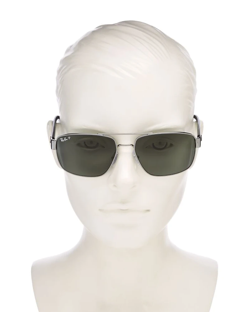 Polarized Brow Bar Aviator Sunglasses, 60mm