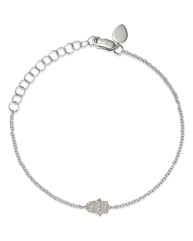 Meira T 14K White Gold Diamond Pave Hamsa Bracelet