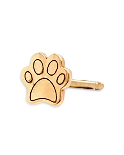 14K Yellow Gold Itty Bitty Paw Single Stud Earring