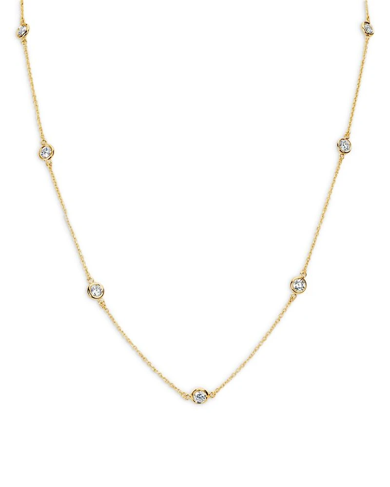 Diamond Bezel Station Necklace in 14K Yellow Gold, 1.50 tcw