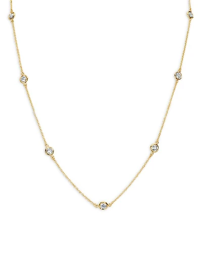Diamond Bezel Station Necklace in 14K Yellow Gold, 1.50 tcw