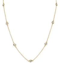 Diamond Bezel Station Necklace in 14K Yellow Gold, 1.50 tcw