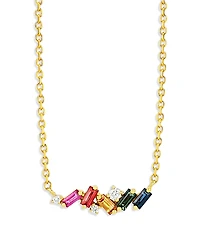 Suzanne Kalan 18K Yellow Gold Rainbow Sapphire & Diamond Mixed Mini Bar Necklace, 18L