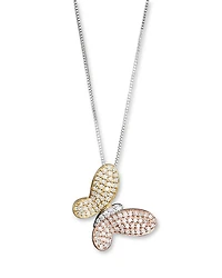 Diamond Pavé Butterfly Pendant in 14K White, Yellow and Rose Gold, 0.40 tcw - Exclusive