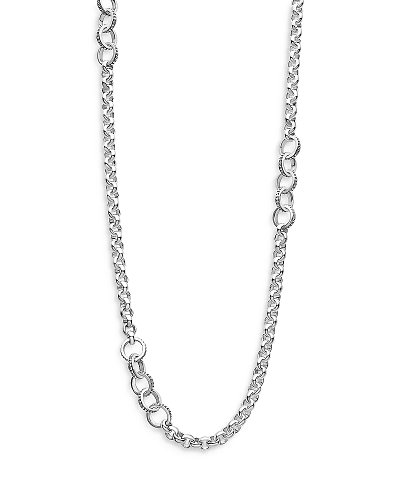 Lagos Sterling Silver Signature Caviar Station Necklace, 34