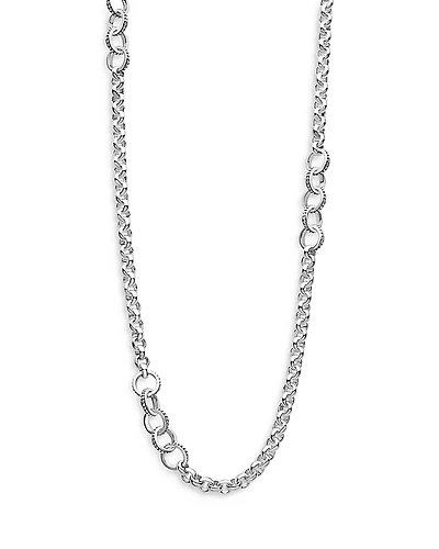 Lagos Sterling Silver Signature Caviar Station Necklace, 34