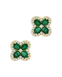 Bloomingdale's Fine Collection Emerald & Diamond Clover Stud Earrings