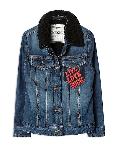 Zadig & Voltaire Girls' Alex Cotton Blend Trucker Jacket - Little Kid, Big Kid