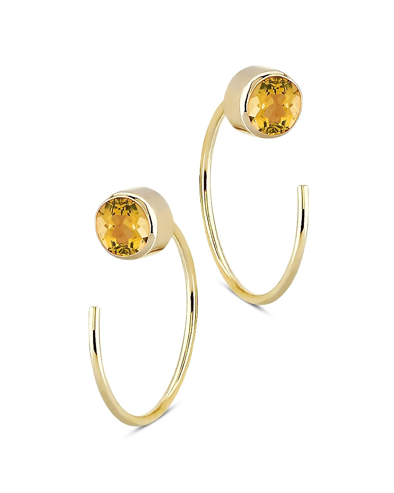 Bloomingdale's Fine Collection Citrine Stud Front Back Hoop Earrings