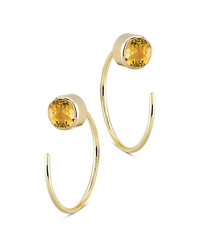 Bloomingdale's Fine Collection Citrine Stud Front Back Hoop Earrings