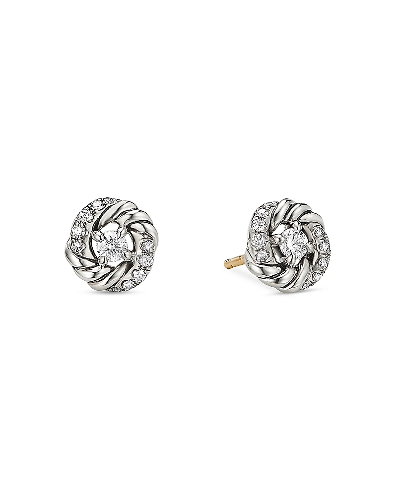 David Yurman Sterling Silver Petite Infinity Stud Earrings with Diamonds