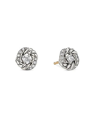 David Yurman Sterling Silver Petite Infinity Stud Earrings with Diamonds