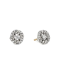David Yurman Sterling Silver Petite Infinity Stud Earrings with Diamonds