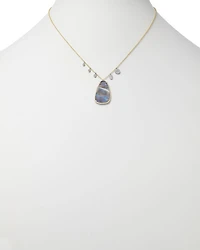 14K Yellow Gold Opal & Diamond Pendant Necklace, 18"