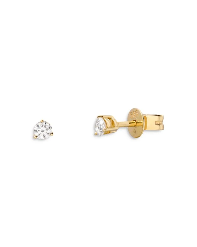 14K Yellow Gold Diamond Stud Earrings