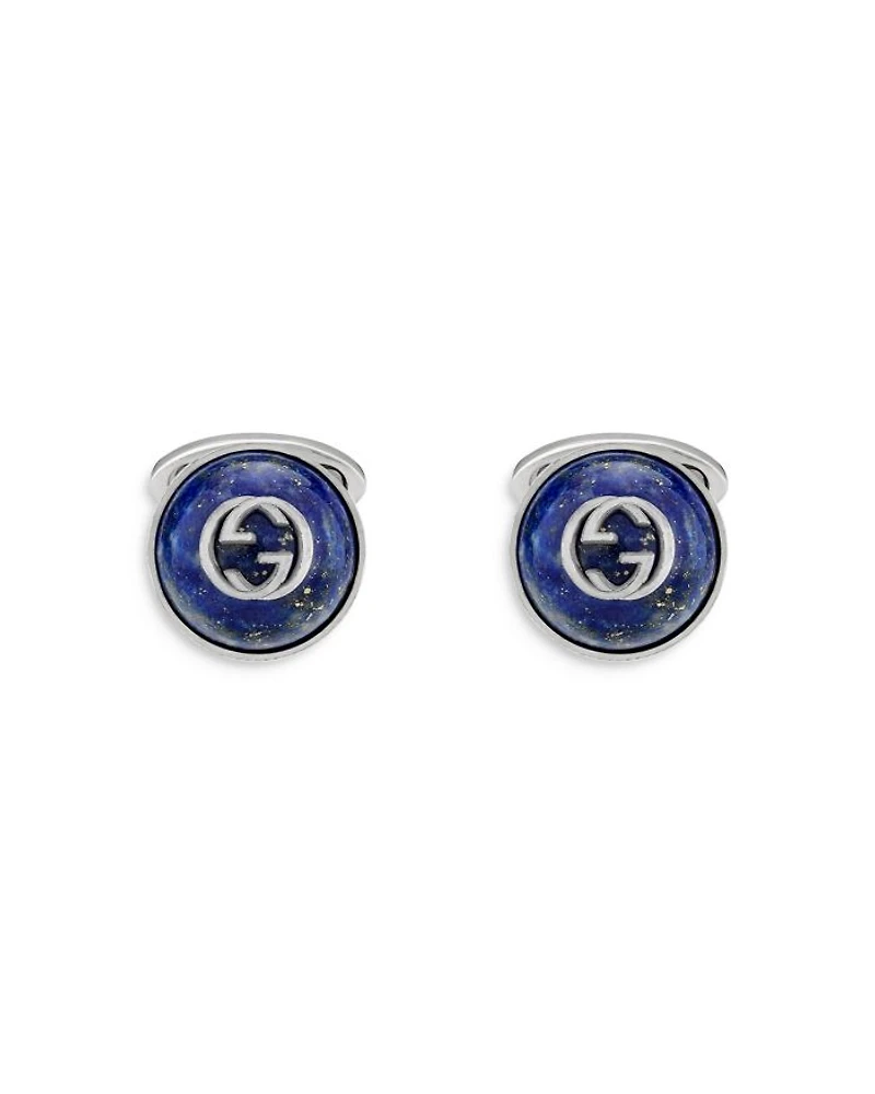 Sterling Silver & Lapis Interlocking G Cufflinks