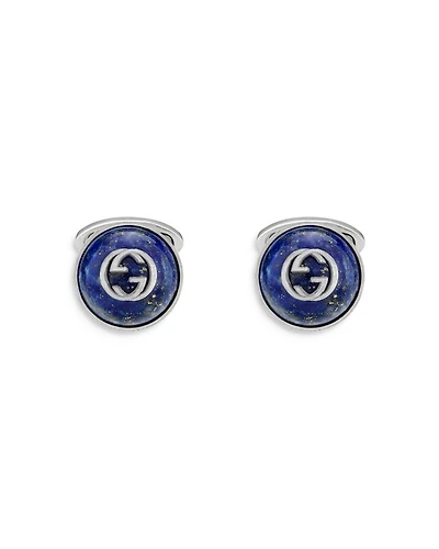 Sterling Silver & Lapis Interlocking G Cufflinks
