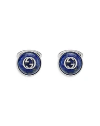 Sterling Silver & Lapis Interlocking G Cufflinks