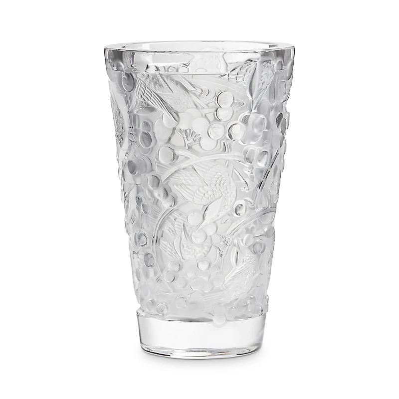 Lalique Merles & Raisins Small Clear Vase