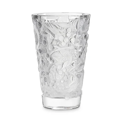 Lalique Merles & Raisins Small Clear Vase