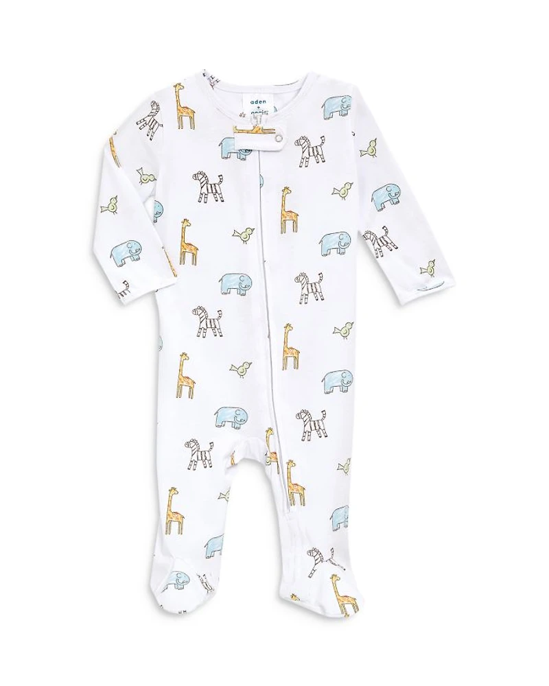 Unisex Animals Print Comfort Zip Front Footie - Baby