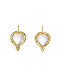 18K Yellow Gold Rock Crystal Heart Earrings