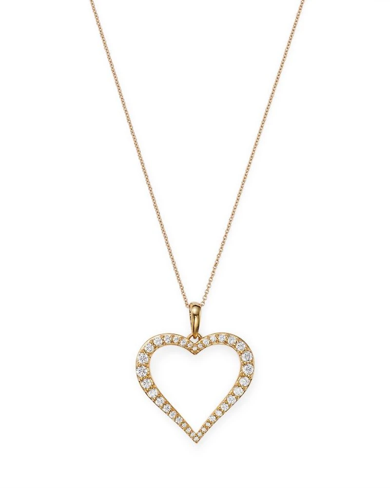 Diamond Heart Pendant Necklace in 14K Yellow Gold