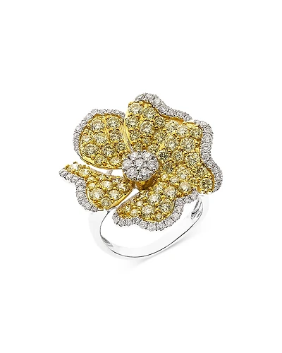Bloomingdale's Fine Collection Yellow & White Diamond Flower Ring