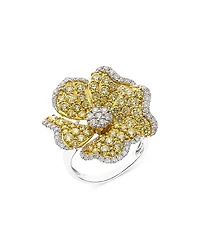 Bloomingdale's Fine Collection Yellow & White Diamond Flower Ring