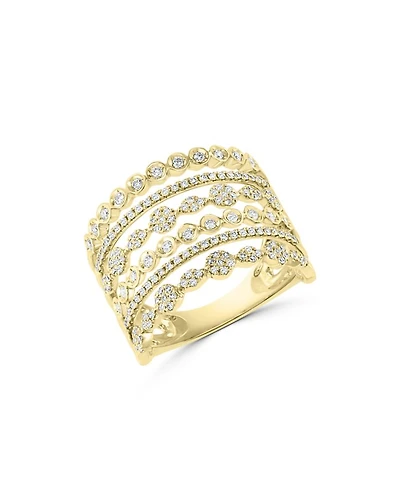 Diamond Multirow Openwork Statement Ring in 14K Yellow Gold, 0.55 tcw