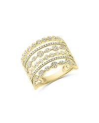Diamond Multirow Openwork Statement Ring in 14K Yellow Gold, 0.55 tcw
