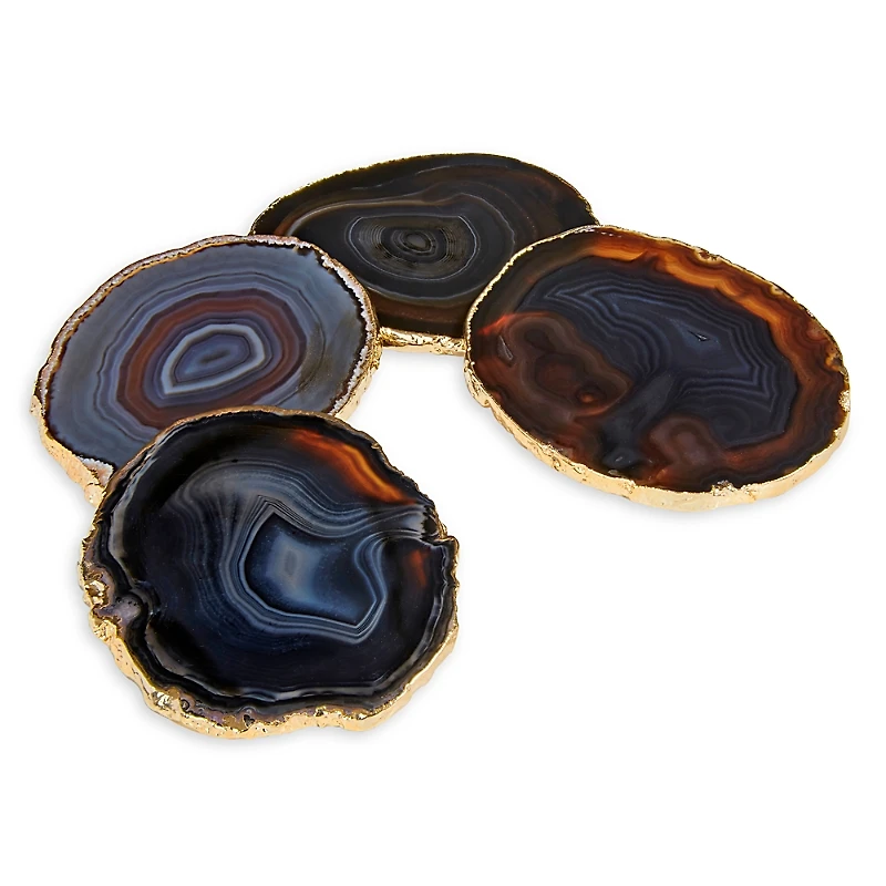 Anna new york Lumino Gemstone Agate & Gold Coasters, Set of 4