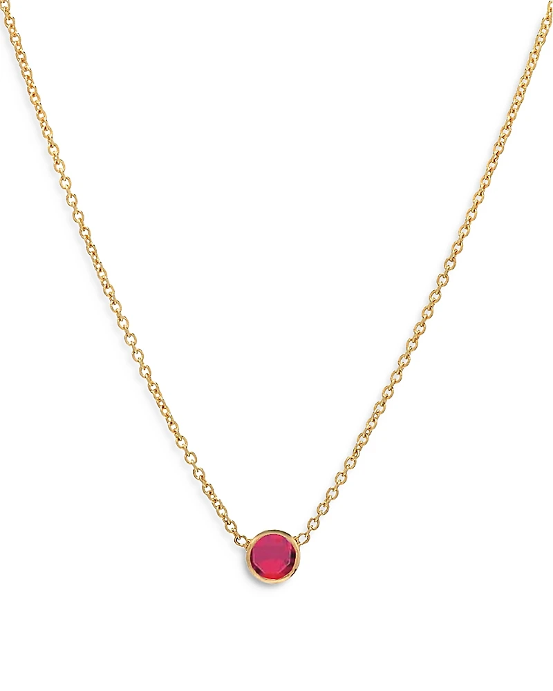 Zoe Lev 14K Yellow Gold Ruby Birthstone Solitaire Pendant Necklace, 16-18