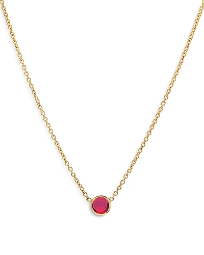 Zoe Lev 14K Yellow Gold Ruby Birthstone Solitaire Pendant Necklace, 16-18