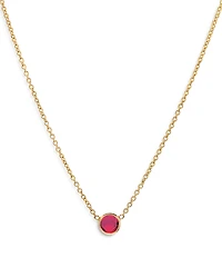 Zoe Lev 14K Yellow Gold Ruby Birthstone Solitaire Pendant Necklace, 16-18