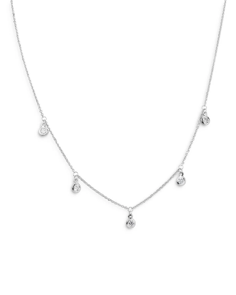 Diamond Droplet Station Necklace in 14K White Gold, 0.30 tcw