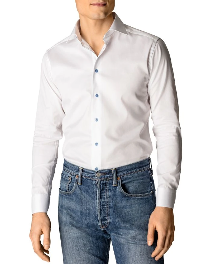 Contemporary Fit Contrast Blue Button Shirt