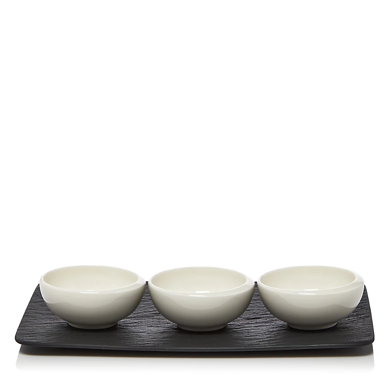 Villeroy & Boch New Moon Dip Bowl & Tray, Set of 4