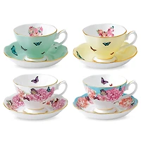 Royal Albert Mixed Patterns Teacup & Saucer, Set of 4