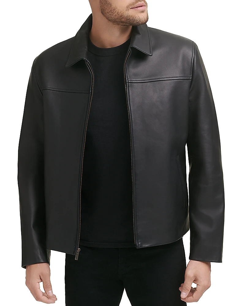 Cole Haan Zip Front Leather Jacket
