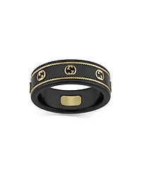 18K Yellow Gold & Corindum Icon Logo Band