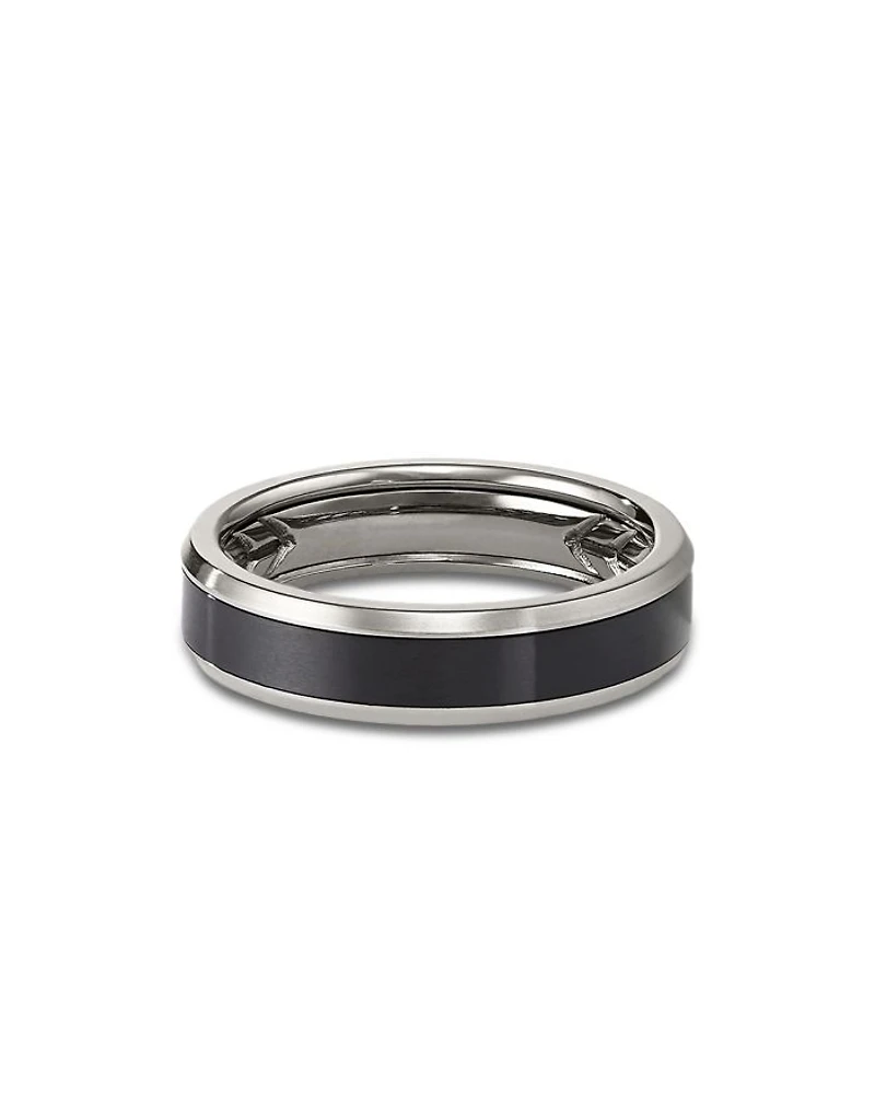 Men's Black & Gray Titanium 6mm Beveled Band
