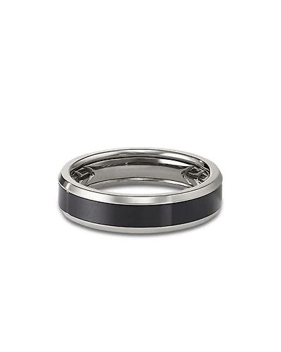 Men's Black & Gray Titanium 6mm Beveled Band
