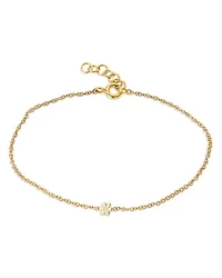 14K Yellow Gold Diamond Flower Chain Link Bracelet