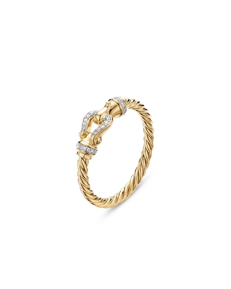 Petite Buckle Ring 18K Yellow Gold with Diamonds